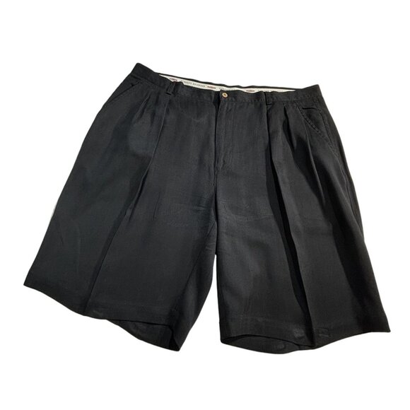 Tommy Bahama Black Silk Shorts Men's 42 Pleated Educore Preppy Relax Fit - Picture 1 of 8
